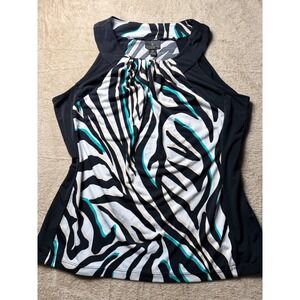 Worthington Petite Womens‎ Zebra Print Halter Sleeveless Blouse  PS Mob Wife